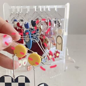 lemonadeus Cute Earring Rack Holder Coat Hangers Stand Unique Earring Closet Acrylic Earring Display Stand Earrings Organizer Ear Stud Holder (crystal clear)