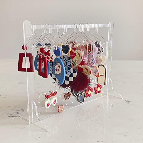 lemonadeus Cute Earring Rack Holder Coat Hangers Stand Unique Earring Closet Acrylic Earring Display Stand Earrings Organizer Ear Stud Holder (crystal clear)