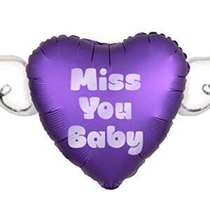 Miss You Baby Heavenly Balloons heart shaped with angel wings (Purple)