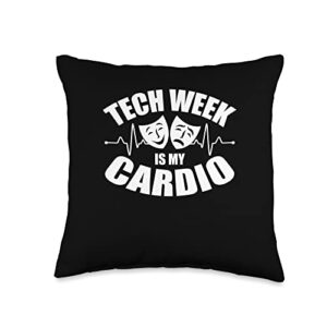 stage management gifts musical tech week week is my cardio theatre tech stage crew throw pillow, 16x16, multicolor