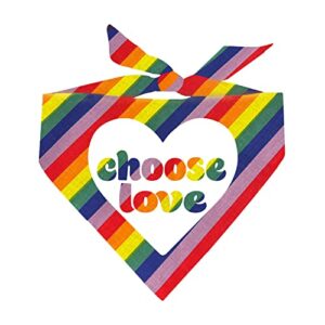 choose love lgbtq pride month dog bandana (724 rainbow stripe, one size)