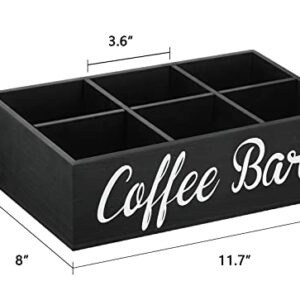 Wooden Coffee Station Organizer, Coffee Bar Accessories Organizer for Coffee Bar Decor, Kcup Coffee Pods Holder Storage Basket with Removable Dividers, Coffee Tea Bag Dispenser Organizer