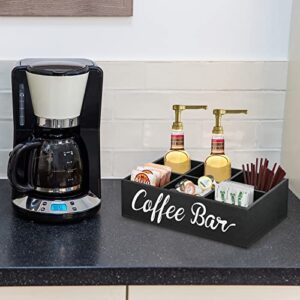 Wooden Coffee Station Organizer, Coffee Bar Accessories Organizer for Coffee Bar Decor, Kcup Coffee Pods Holder Storage Basket with Removable Dividers, Coffee Tea Bag Dispenser Organizer