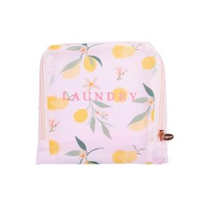 miamica travel laundry bag, pink lemons – measures 21” x 22” when fully opened – foldable laundry bag with drawstring closure – durable, lightweight travel accessories