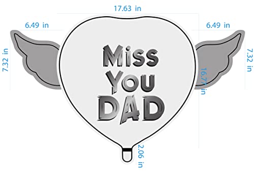 Miss You Dad Heavenly Balloons heart shaped with angel wings (Red)