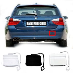 Trimla Rear Tow Cover Replacement for 05-08 BMW 3 Series E90 Sedan E91 Wagon 320i 320d 328i 325i 330i 330d 330xi 335i 51127187542 (White)