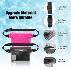 ECHTPower 2 Pack Waterproof Pouches Bag, Screen Touch Sensitive Waterproof Bag Dry Bags with Adjustable Waist Strap for Beach Bulk Swimming Kayaking Floating Boating Fishing Hiking Pool Water Park