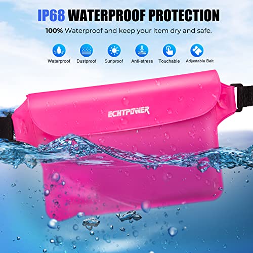 ECHTPower 2 Pack Waterproof Pouches Bag, Screen Touch Sensitive Waterproof Bag Dry Bags with Adjustable Waist Strap for Beach Bulk Swimming Kayaking Floating Boating Fishing Hiking Pool Water Park