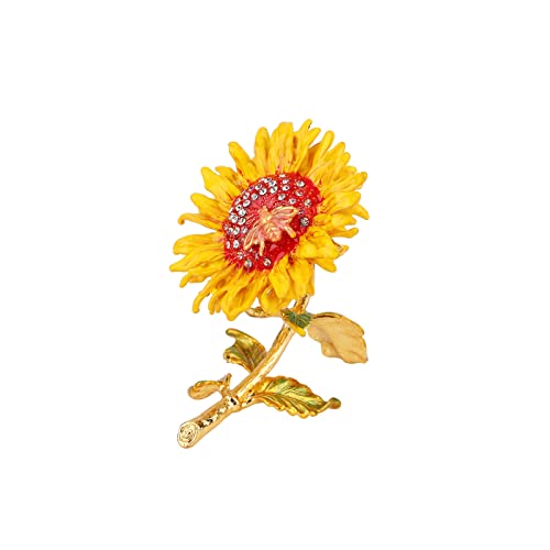 Furuida Sunflower Trinket Boxes Enameled Jewelry Box Hand-Painted Figurine Ornaments Craft Gift Home Decor for Women Girls