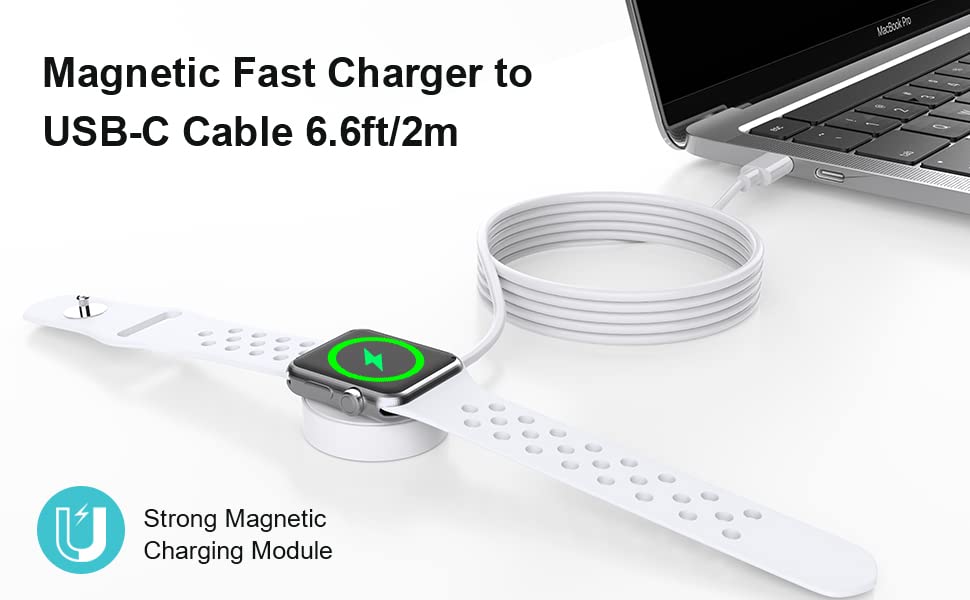 NEVOLA 𝟮𝟬𝟮𝟯 𝐔𝐩𝐠𝐫𝐚𝐝𝐞𝐝 for Apple Watch Charger USB C 6.6ft/2m,[Apple MFi Certified] iWatch Charger Compatible with Apple Watch Ultra/8/7/6/5/4/3/2/1/SE