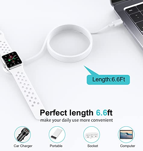 NEVOLA 𝟮𝟬𝟮𝟯 𝐔𝐩𝐠𝐫𝐚𝐝𝐞𝐝 for Apple Watch Charger USB C 6.6ft/2m,[Apple MFi Certified] iWatch Charger Compatible with Apple Watch Ultra/8/7/6/5/4/3/2/1/SE