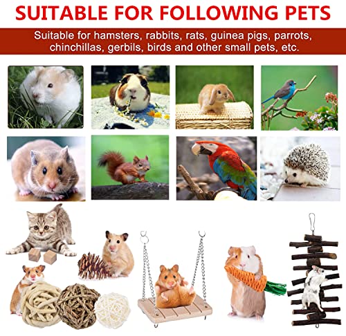 Magnoloran 12 Pack Hamster Chew Toys Set Hamster Exercise Accessories Small Animal Teeth Care Molar Toys Guinea Pig Pet Toys for Rabbit Bunny Chinchilla Guinea Pig Gerbils Groundhog Squirrels