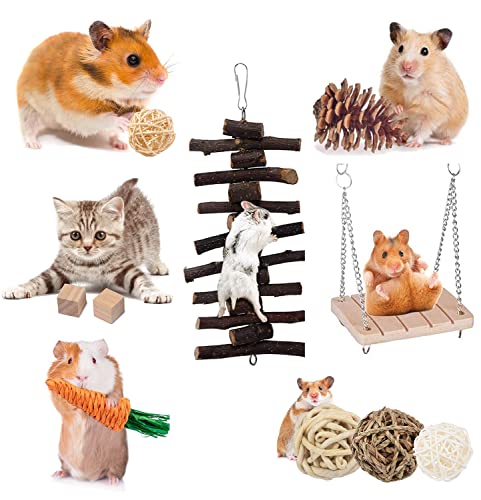 Magnoloran 12 Pack Hamster Chew Toys Set Hamster Exercise Accessories Small Animal Teeth Care Molar Toys Guinea Pig Pet Toys for Rabbit Bunny Chinchilla Guinea Pig Gerbils Groundhog Squirrels