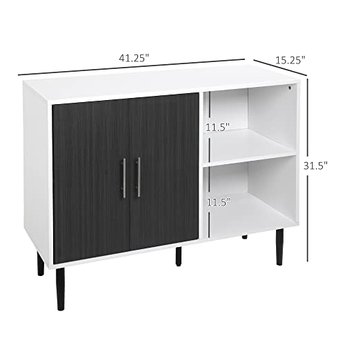 HOMCOM Sideboard Buffet Cabinet, Kitchen Cabinet, Coffee Bar Cabinet with Adjustable Shelf, Free Standing 2-Door Kitchen Cupboard for Living Room, Hallway, Gray