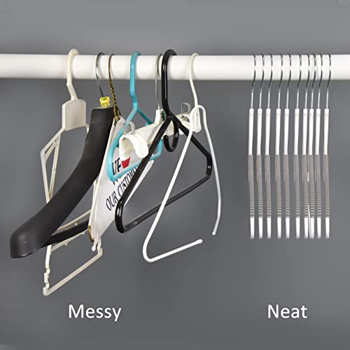 Closet Accessories Hangers, 50 Pack, Super Strong and Sturdy Plastic Hangers, with Non Slip Coating at Shoulders and Bar, 360 Rotating Chrome Hook. Gray