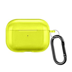 airpods pro 2nd gen case cover with keychain/full protective skin for apple airpods pro/transparent cover compatible w/airpods pro and pro 2 model/slim & stylish soft tpu case (neon green)