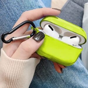 AirPods Pro 2nd Gen Case Cover with Keychain/Full Protective Skin for Apple Airpods Pro/Transparent Cover Compatible w/Airpods Pro and Pro 2 Model/Slim & Stylish Soft TPU Case (Neon Green)