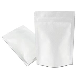 50 pieces 3.5x5.5 inch white kraft paper zipper lock resealable bags inner aluminum foil stand up for zip bulk food storage lock airtight 5.1mil mylar bag