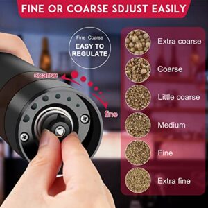 Electric Salt and Pepper Grinder Set - Automatic Pepper and Salt Mill Grinder USB Rechargeable with Adjustable Coarseness LED Light One Hand Operation