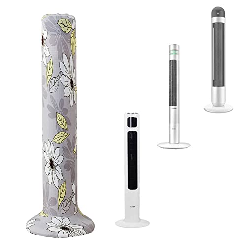 VIOKKO Tower Fan Dust Cover Dustproof Tower Cover Washable Tower Sleeve Dust-Proof Protective Cover for Household Tower Fan Pedestal Fan Floor Fan Stand Fan Decoration (Gray Flower)