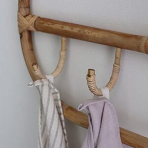 BETYMAO Rattan Wall Hooks Handmade Natural Organizer Rack Hanging Hook Rattan Hanger Handmade Wall Mounts for Towel Kids Garments Clothes Hat Room Decor