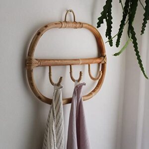 BETYMAO Rattan Wall Hooks Handmade Natural Organizer Rack Hanging Hook Rattan Hanger Handmade Wall Mounts for Towel Kids Garments Clothes Hat Room Decor