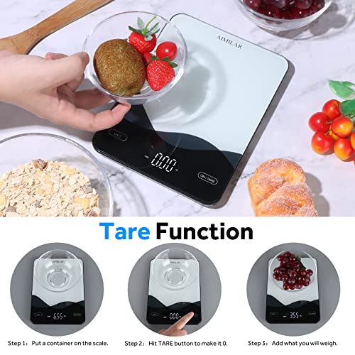 AIMILAR Food Scale, Chargeable LED Display 22lb with USB C Rechargeable Digital Kitchen Food Weight Scale for Baking and Cookingwith Ounces and Grams 1g/0.1oz