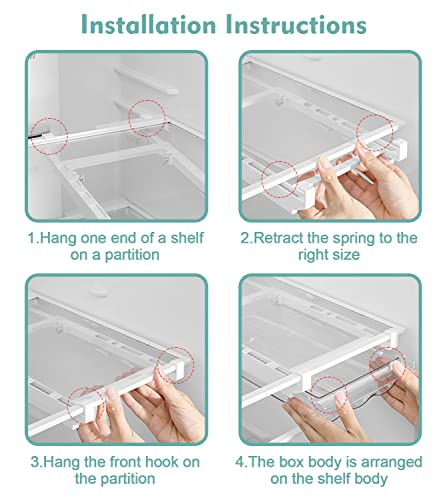 MDHAND Refrigerator Organizer Bins, Pull-Out Fridge Drawer Organizer Bins, Kitchen Refrigerator Pantry Organizer for Fruit and Vegetable, Fridge Organization fit for Fridge Shelf Under 0.6"