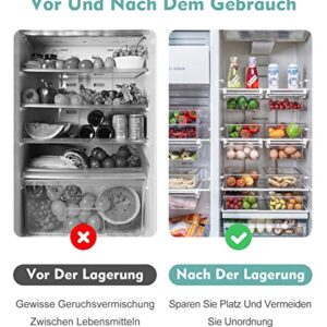 MDHAND Refrigerator Organizer Bins, Pull-Out Fridge Drawer Organizer Bins, Kitchen Refrigerator Pantry Organizer for Fruit and Vegetable, Fridge Organization fit for Fridge Shelf Under 0.6"