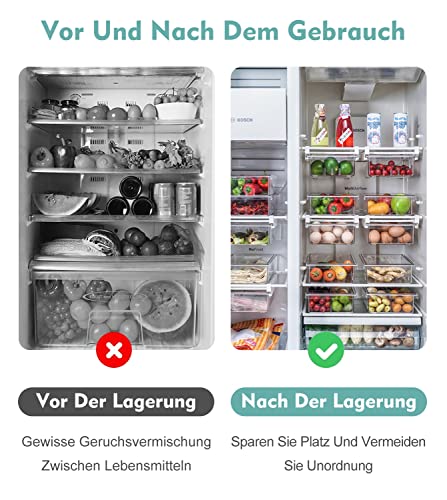 MDHAND Refrigerator Organizer Bins, Pull-Out Fridge Drawer Organizer Bins, Kitchen Refrigerator Pantry Organizer for Fruit and Vegetable, Fridge Organization fit for Fridge Shelf Under 0.6"