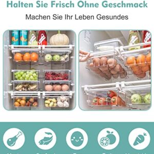 MDHAND Refrigerator Organizer Bins, Pull-Out Fridge Drawer Organizer Bins, Kitchen Refrigerator Pantry Organizer for Fruit and Vegetable, Fridge Organization fit for Fridge Shelf Under 0.6"