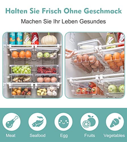 MDHAND Refrigerator Organizer Bins, Pull-Out Fridge Drawer Organizer Bins, Kitchen Refrigerator Pantry Organizer for Fruit and Vegetable, Fridge Organization fit for Fridge Shelf Under 0.6"