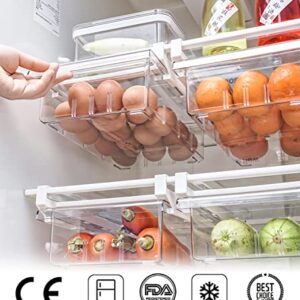 MDHAND Refrigerator Organizer Bins, Pull-Out Fridge Drawer Organizer Bins, Kitchen Refrigerator Pantry Organizer for Fruit and Vegetable, Fridge Organization fit for Fridge Shelf Under 0.6"