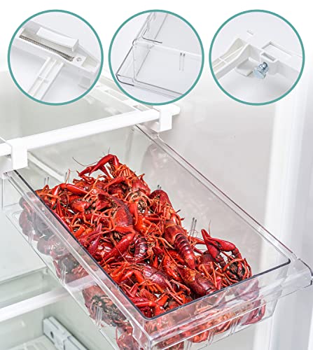 MDHAND Refrigerator Organizer Bins, Pull-Out Fridge Drawer Organizer Bins, Kitchen Refrigerator Pantry Organizer for Fruit and Vegetable, Fridge Organization fit for Fridge Shelf Under 0.6"