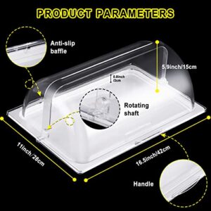 Food Serving Display Tray with Clear Roll Top Cover Reusable Platter Cake Pastry Dessert Display Tray Plate Case with Lid for Food Buffet