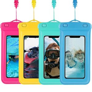 bsasurb 4 pcs/pack waterproof phone pouch, ipx8 phone waterproof case compatible for iphone 13 pro max/12/11/xr/x,galaxy s22/s21,up to 8". underwater cell phone dry bags for vacation (4pcs/pack)