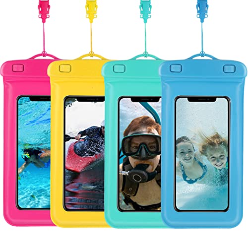 bsasurb 4 PCS/Pack Waterproof Phone Pouch, IPX8 Phone Waterproof Case Compatible for iPhone 13 Pro Max/12/11/XR/X,Galaxy S22/S21,Up to 8". Underwater Cell Phone Dry Bags for Vacation (4PCS/Pack)