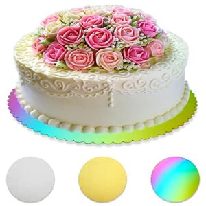 berglander rainbow reusable cake boards 12", stainless steel cake plates with titanium colorful plating, durable sturdy perfect for cake of 12" or under, dishwasher safe