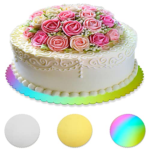 Berglander Rainbow Reusable Cake Boards 12", Stainless Steel Cake Plates With Titanium Colorful Plating, Durable Sturdy Perfect for Cake of 12" or Under, Dishwasher Safe