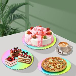 Berglander Rainbow Reusable Cake Boards 12", Stainless Steel Cake Plates With Titanium Colorful Plating, Durable Sturdy Perfect for Cake of 12" or Under, Dishwasher Safe