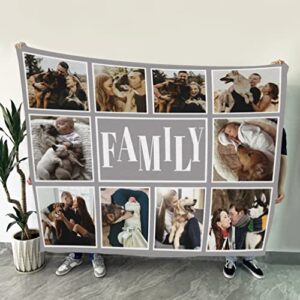 MMAOLP Custom Family Throw Blanket, Personalized Memorial Throw with Photos, Christmas Blanket Blanket with Photo for Bed Couch Customized Gifts for Son Daughter for Birthday