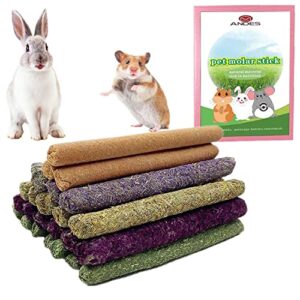 Rabbit Chew Toys 40pcs Timothy Hay Sticks About 14oz/400g Hamster Molar Snacks Handmade are Perfect Food Accessories for Bunny Guinea Pigs Rats Chinchillas Gerbils (40pcs Multiple Flavors Hay Sticks)