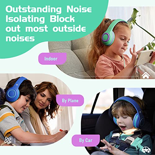 Mevoix Kids Headphones Wired, Headphones for Kids for School, 94dB Volume Limit Over Ear Kids Headphones with Mic, Foldable Kids Headphones for Girls Boys Teens, Toddler Headphones for iPad Kindle