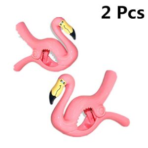 Ycnpeatt Beach Towel Clips, 2 Pcs Flamingo Towel Clips Portable Pink Clothes Grip Sunbed Pegs for Holiday Chair Pool