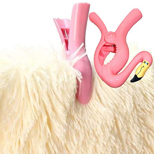 Ycnpeatt Beach Towel Clips, 2 Pcs Flamingo Towel Clips Portable Pink Clothes Grip Sunbed Pegs for Holiday Chair Pool