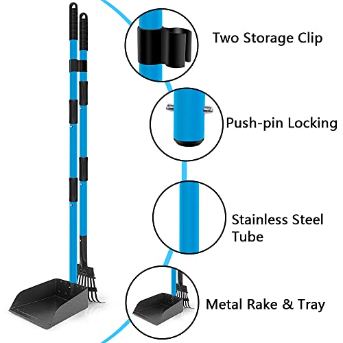 CCAATVG Dog Pooper Scooper for Large Medium Small Dogs Poop Scooper for Dogs with Lightweight Long Handle Rake and Tray