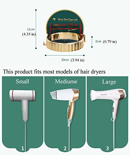 CARURLIFF Hair Dryer Holder Wall Mounted Ring Plastic Blower Rack Bathroom Adhesive Wall Holder for Dryer (Green)