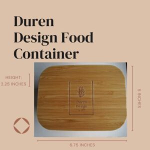 DurenDesign Airtight Glass Food Storage Container With Bamboo Lid, Lunch Box for Meal Prep, Eco-Friendly Kitchen Organization 640ml