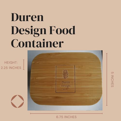 DurenDesign Airtight Glass Food Storage Container With Bamboo Lid, Lunch Box for Meal Prep, Eco-Friendly Kitchen Organization 640ml