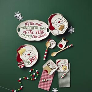 Mud Pie Farmhouse Christmas Integral Chip Dip, White/Red, 15.25" x 13"